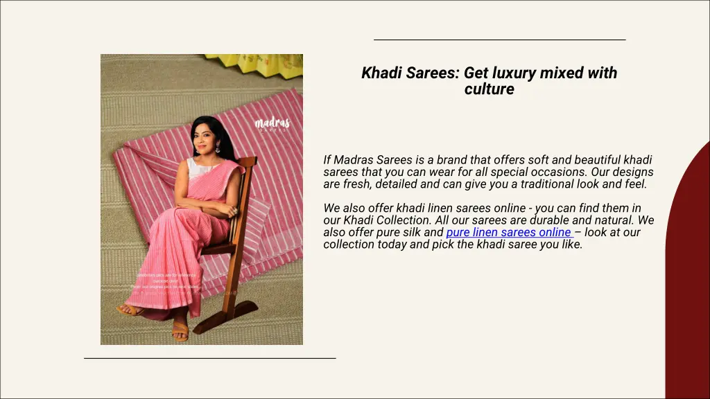 khadi sarees get luxury mixed with culture