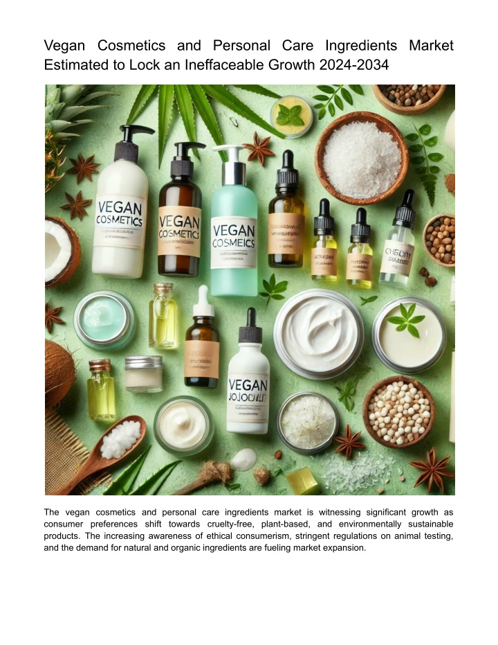 vegan cosmetics and personal care ingredients