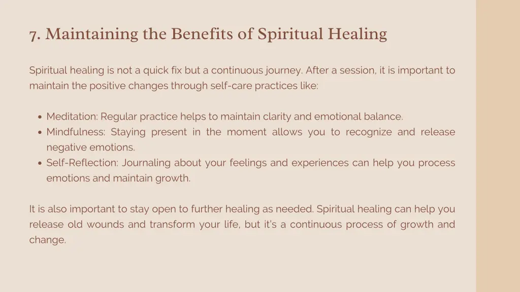 7 maintaining the benefits of spiritual healing