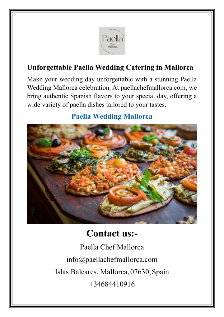 unforgettable paella wedding catering in mallorca