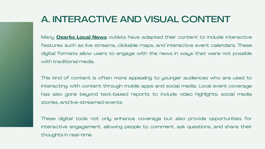 a interactive and visual content