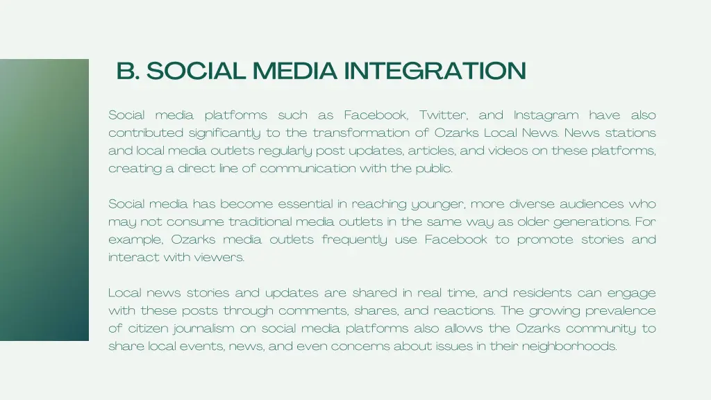 b social media integration