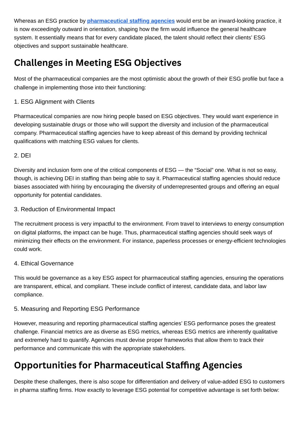 whereas an esg practice by pharmaceutical