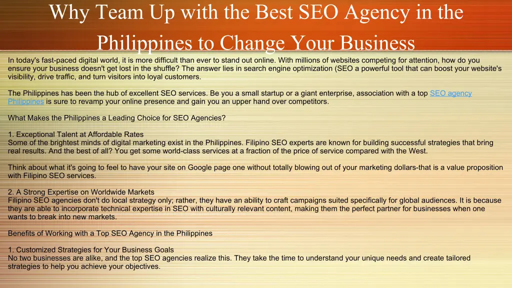 why team up with the best seo agency 1