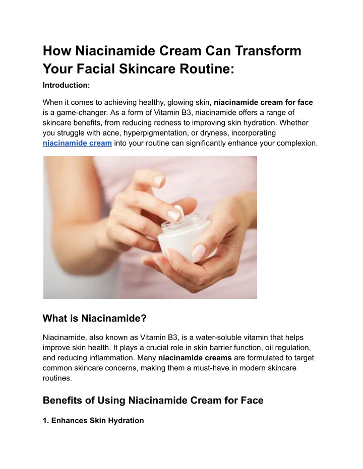 how niacinamide cream can transform your facial