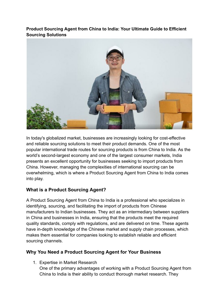 product sourcing agent from china to india your