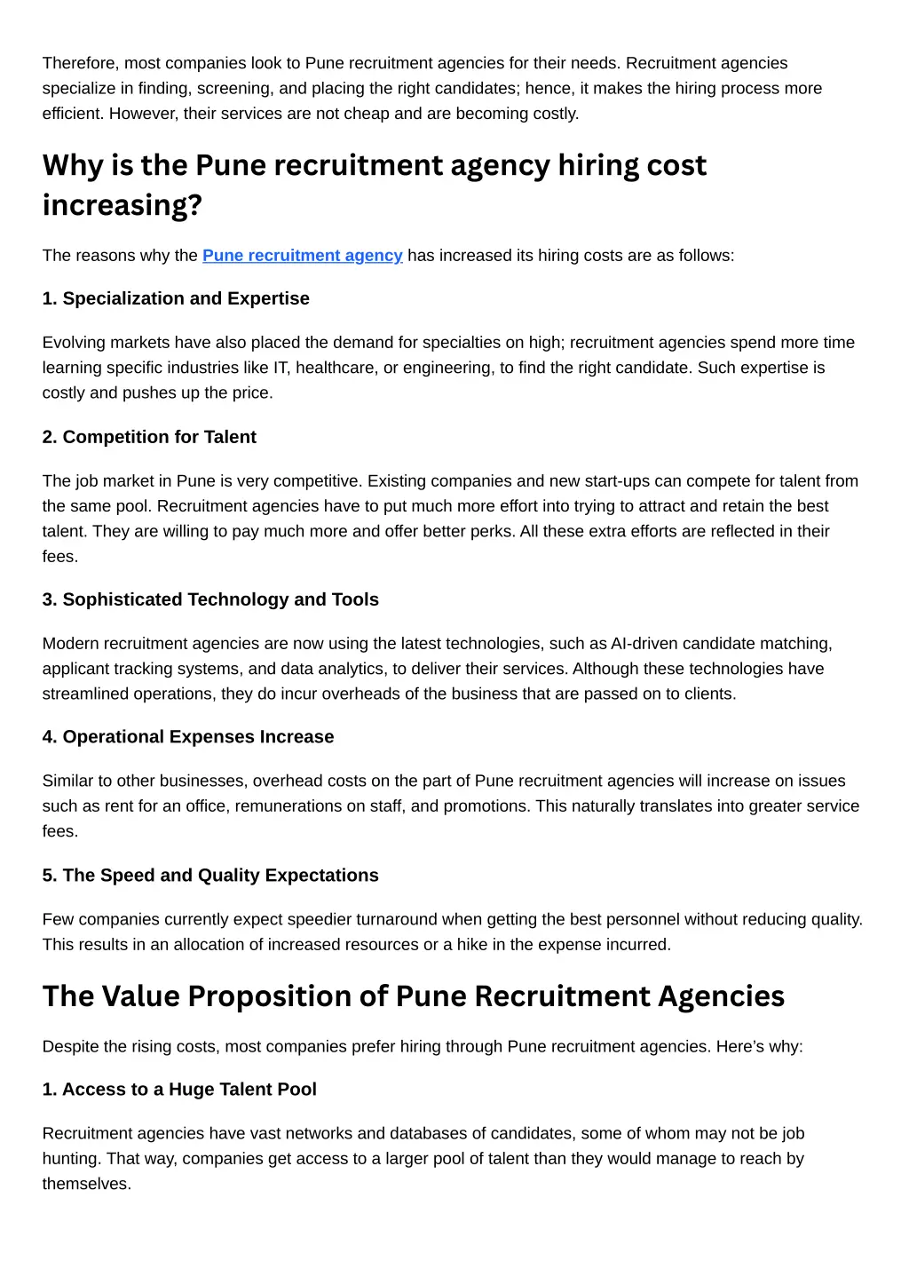 therefore most companies look to pune recruitment