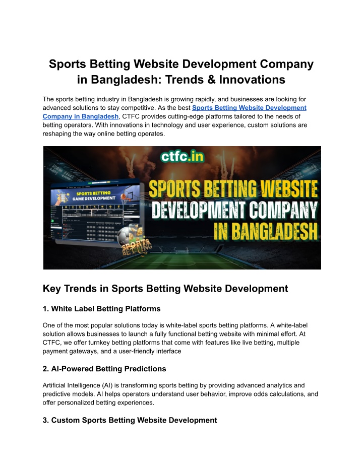 sports betting website development company