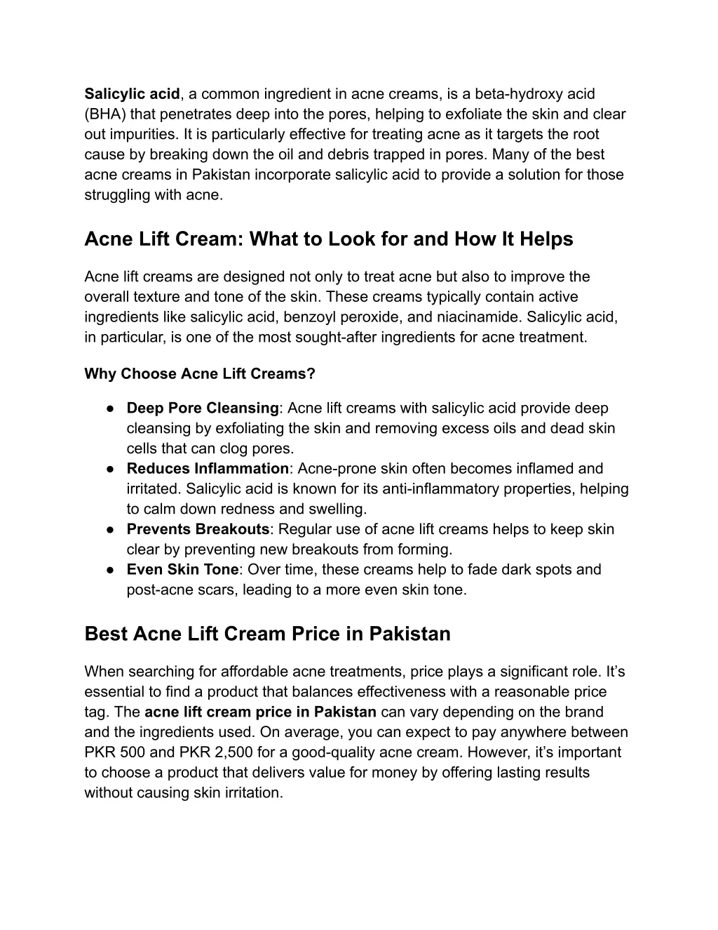 salicylic acid a common ingredient in acne creams