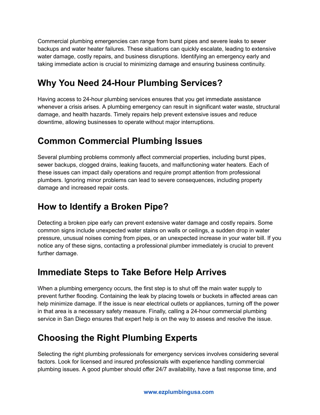 commercial plumbing emergencies can range from