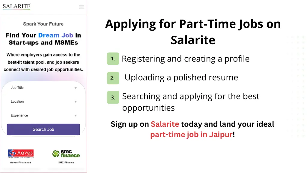 applying for part time jobs on salarite