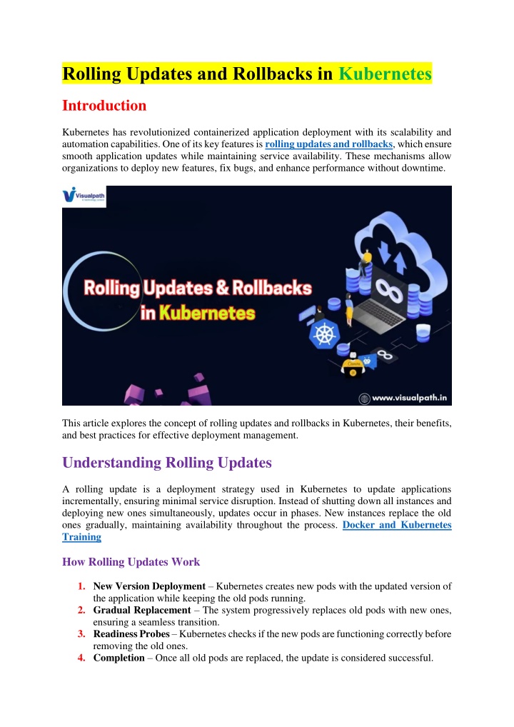 rolling updates and rollbacks in kubernetes