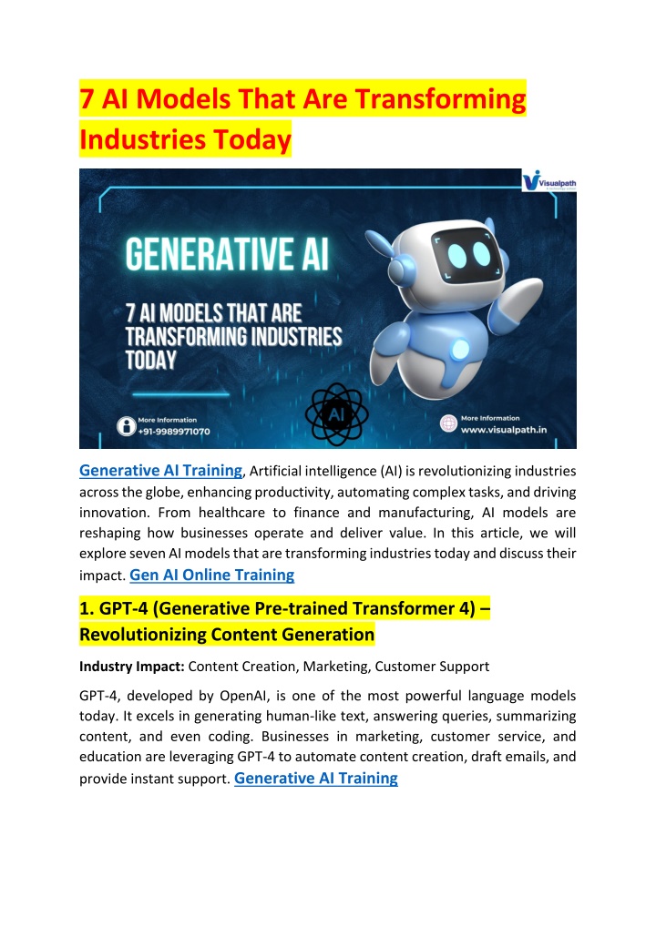 7 ai models that are transforming industries today