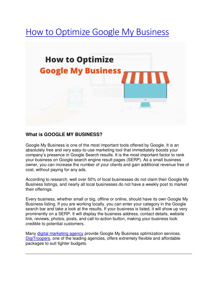 how to optimize google my business