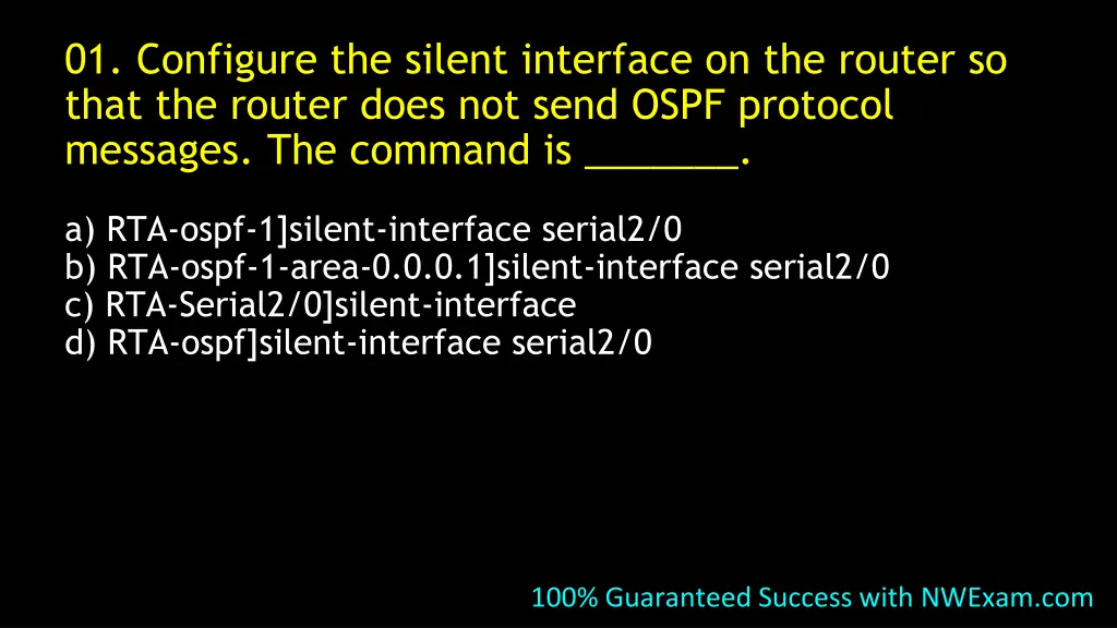 01 configure the silent interface on the router