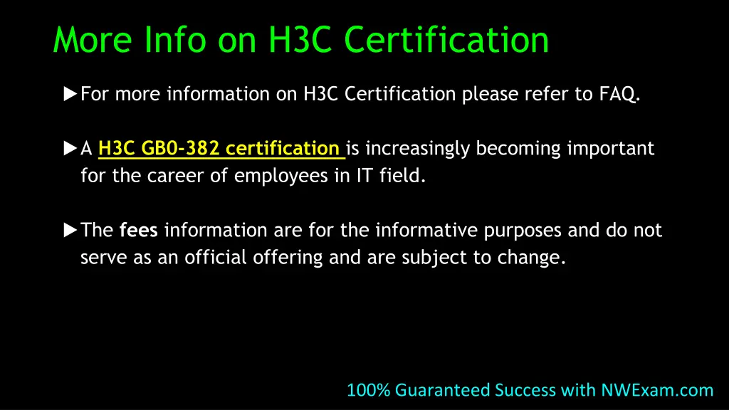 more info on h3c certification