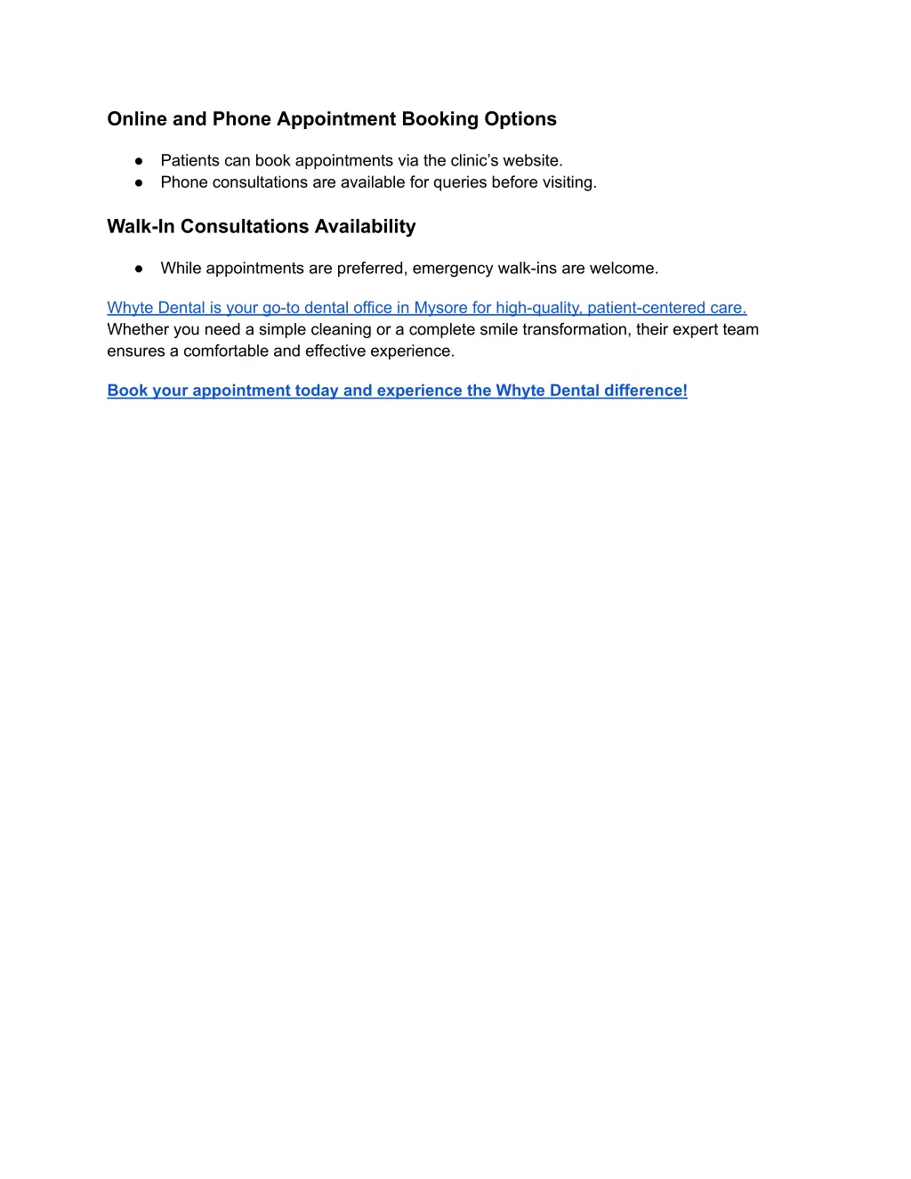 online and phone appointment booking options