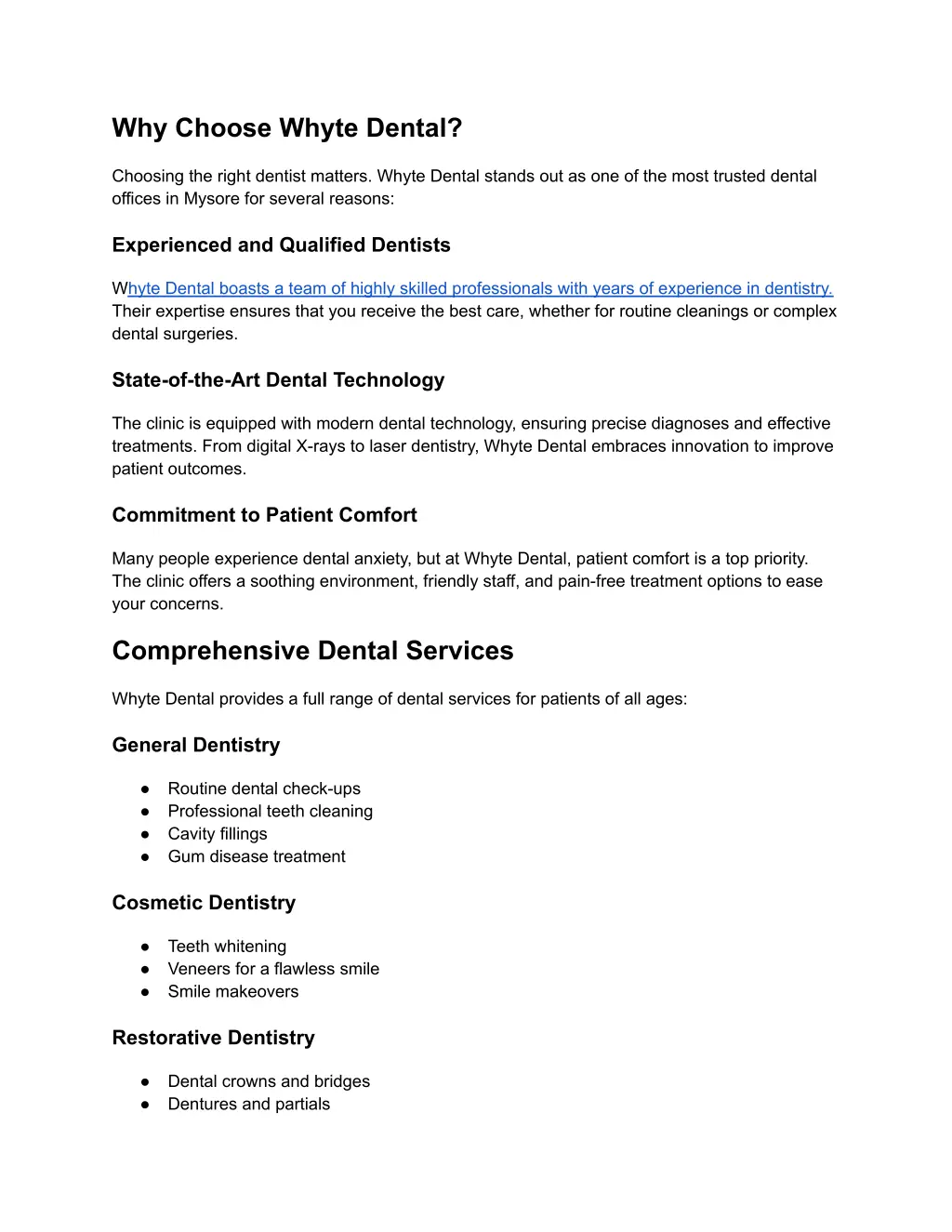 why choose whyte dental