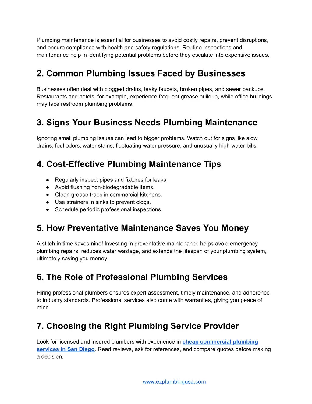 plumbing maintenance is essential for businesses