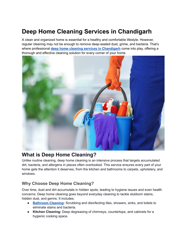 deep home cleaning services in chandigarh