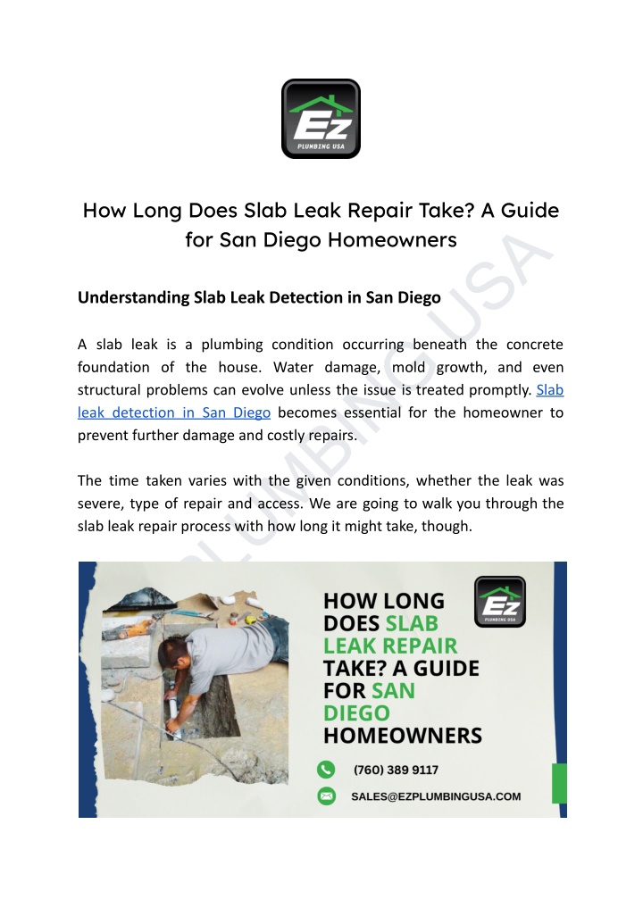 how long does slab leak repair take a guide