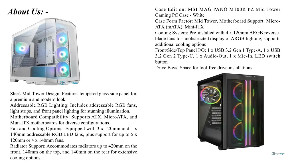 case edition msi mag pano m100r pz mid tower