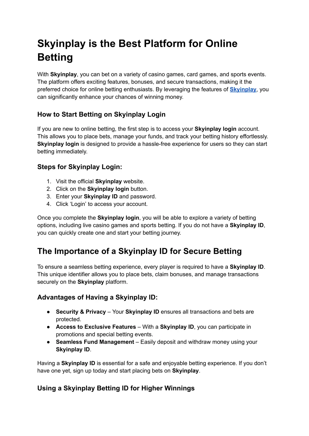 skyinplay is the best platform for online betting