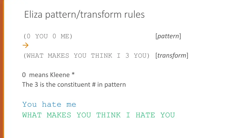 eliza pattern transform rules