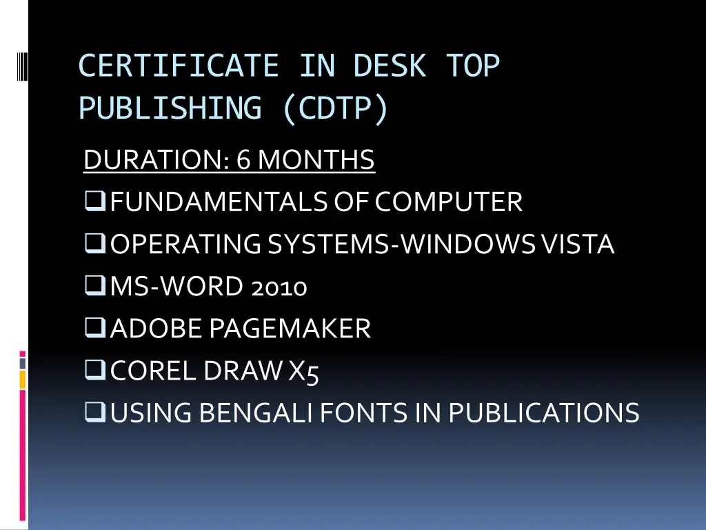 certificate in desk top publishing cdtp