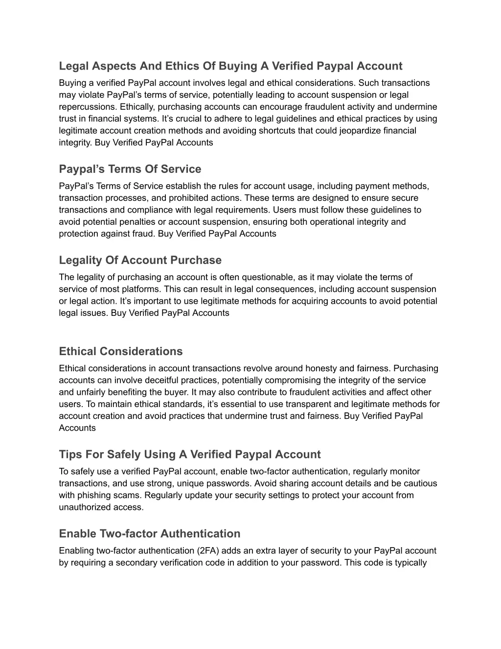 legal aspects and ethics of buying a verified