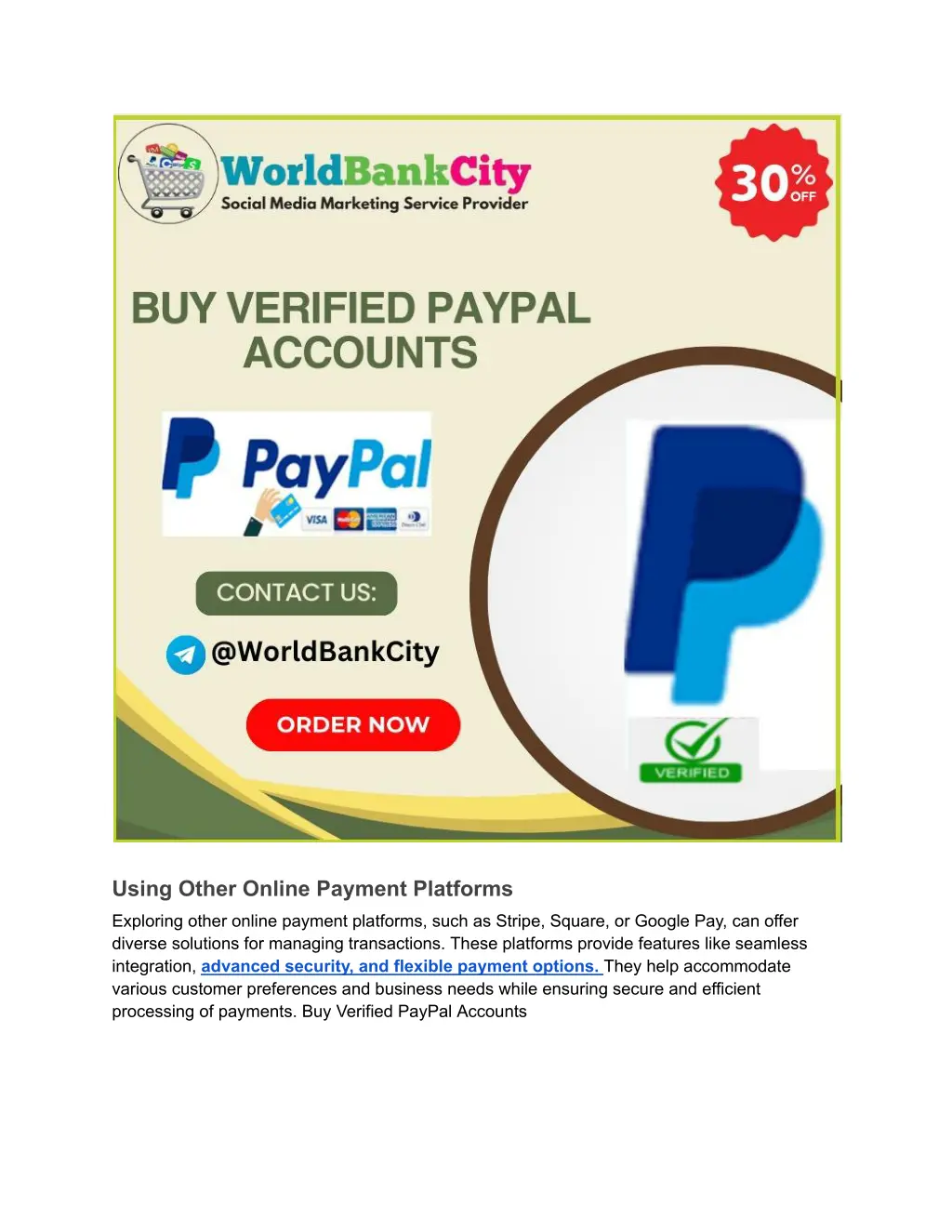 using other online payment platforms