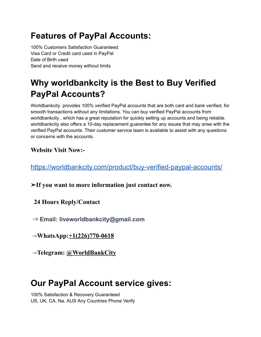 features of paypal accounts