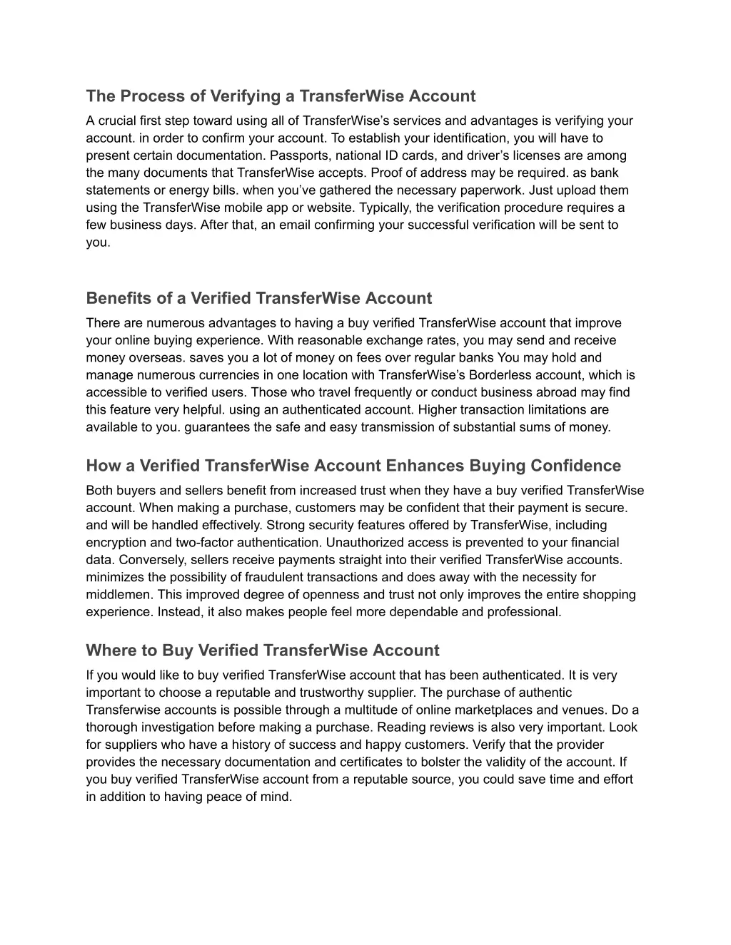 the process of verifying a transferwise account