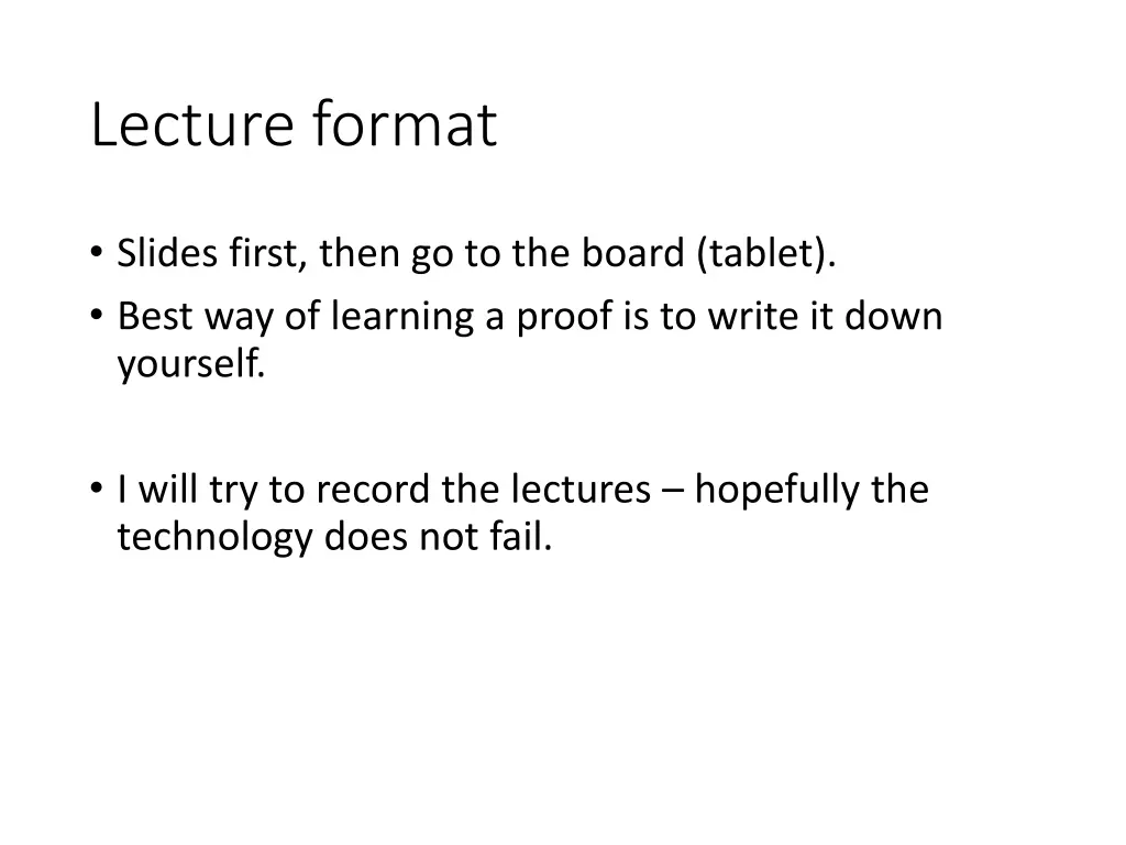 lecture format