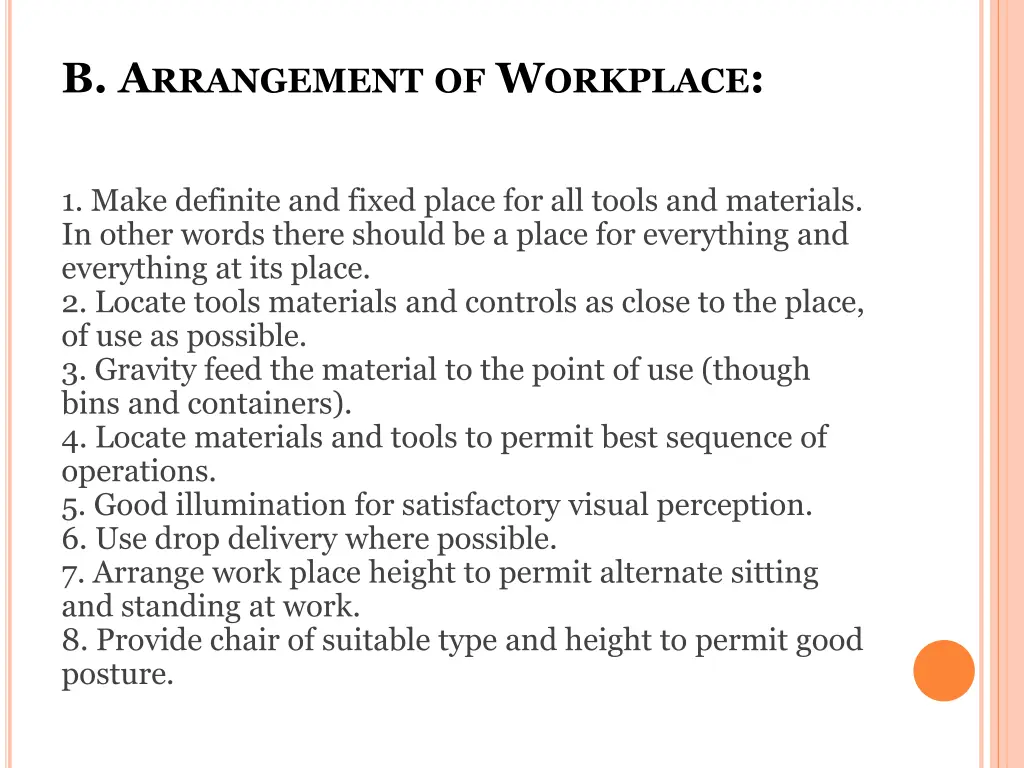 b a rrangement of w orkplace