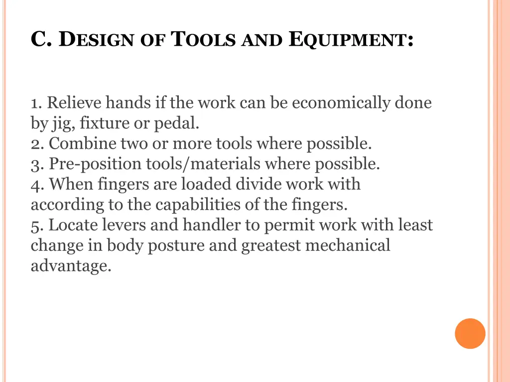 c d esign of t ools and e quipment