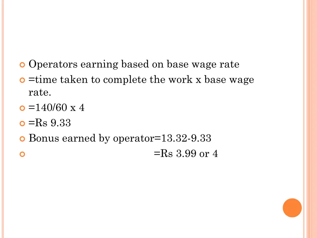 operators earning based on base wage rate time