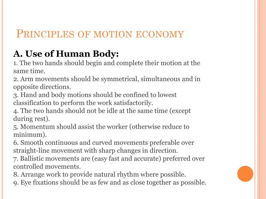 p rinciples of motion economy