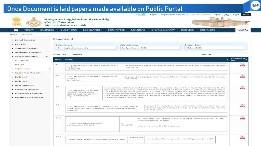 once document is laid papers made available