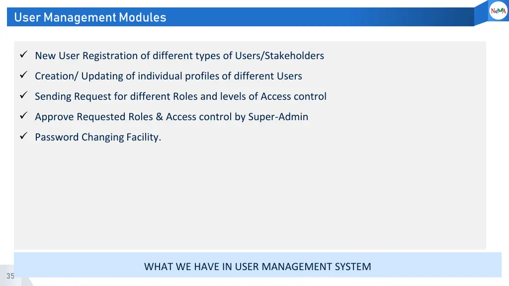 user management modules