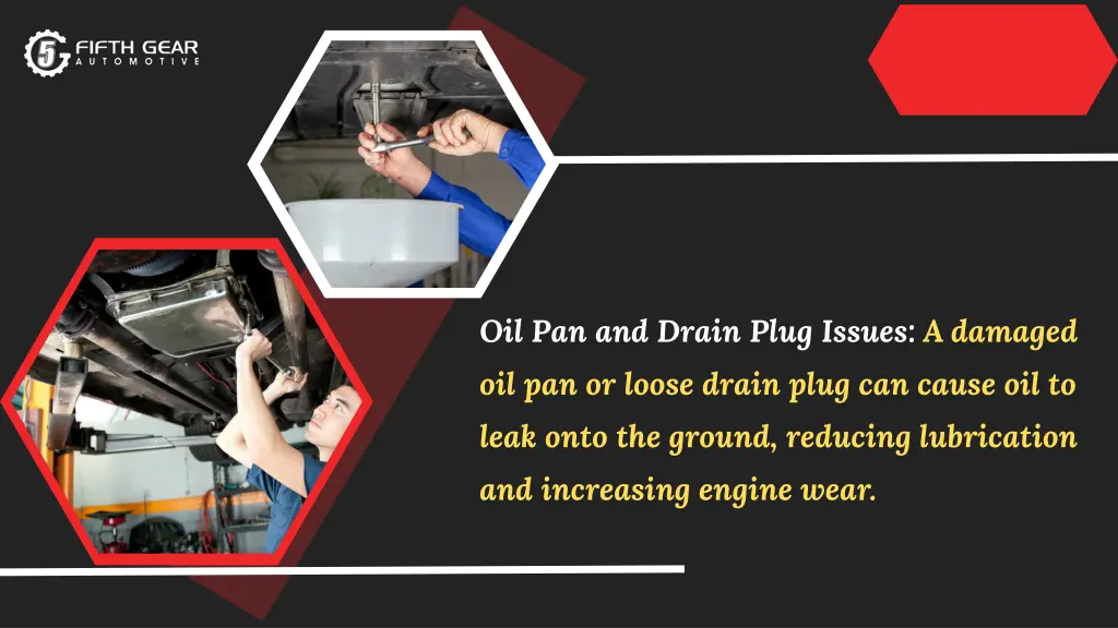 oil pan and drain plug issues a damaged