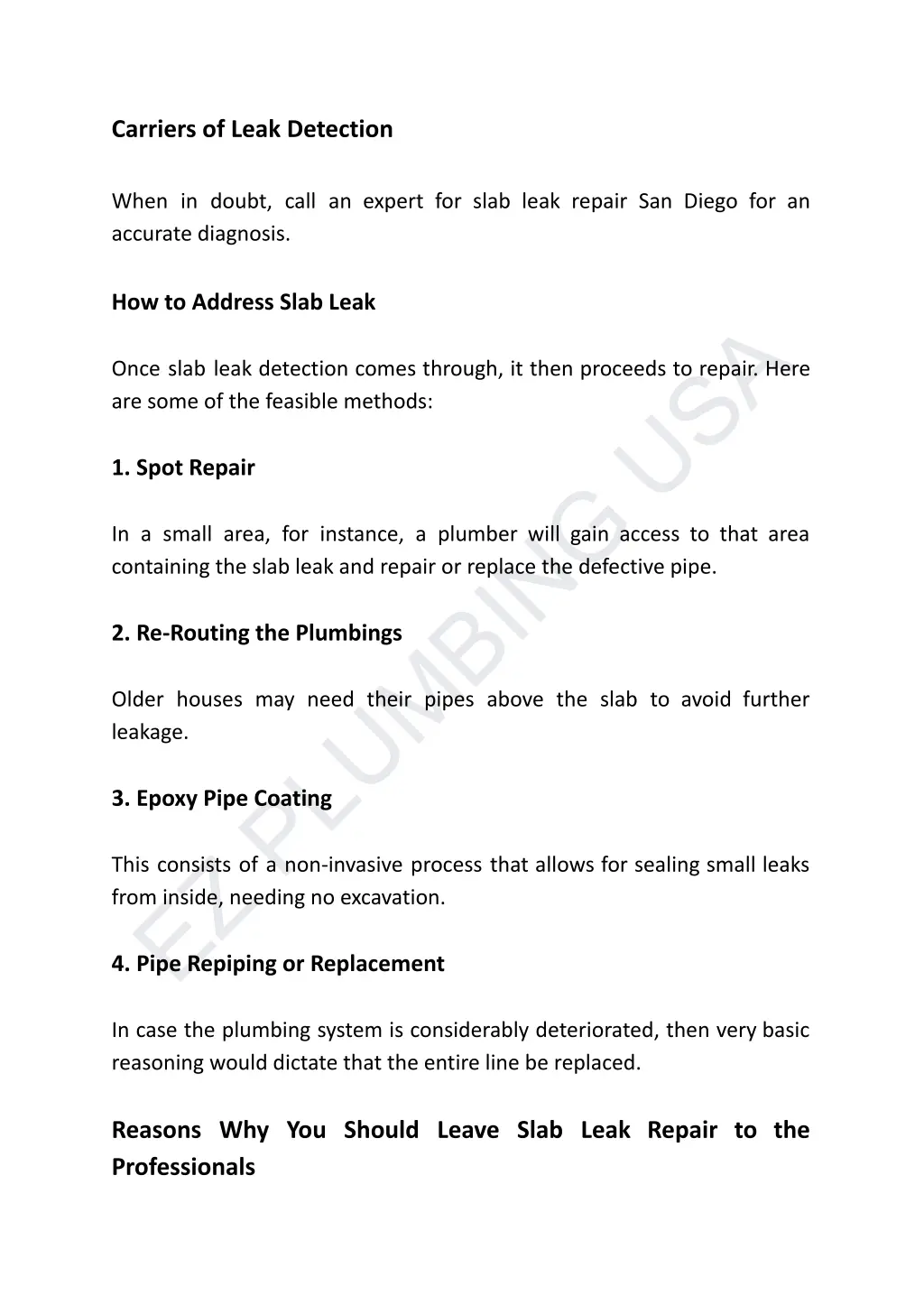 carriers of leak detection when in doubt call