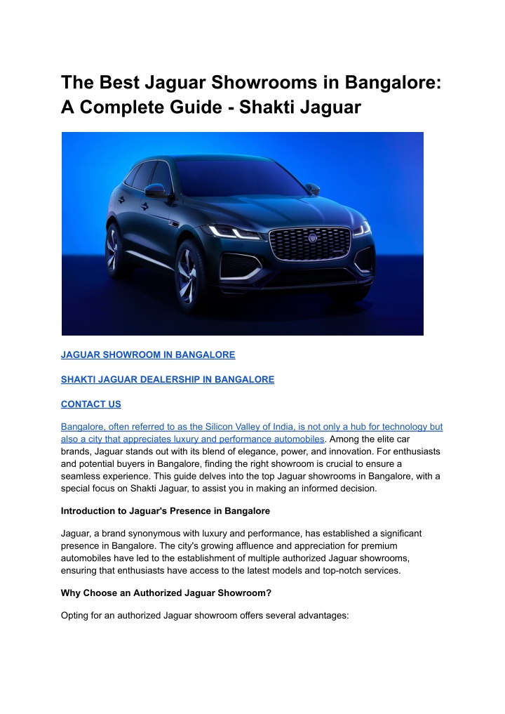 the best jaguar showrooms in bangalore a complete