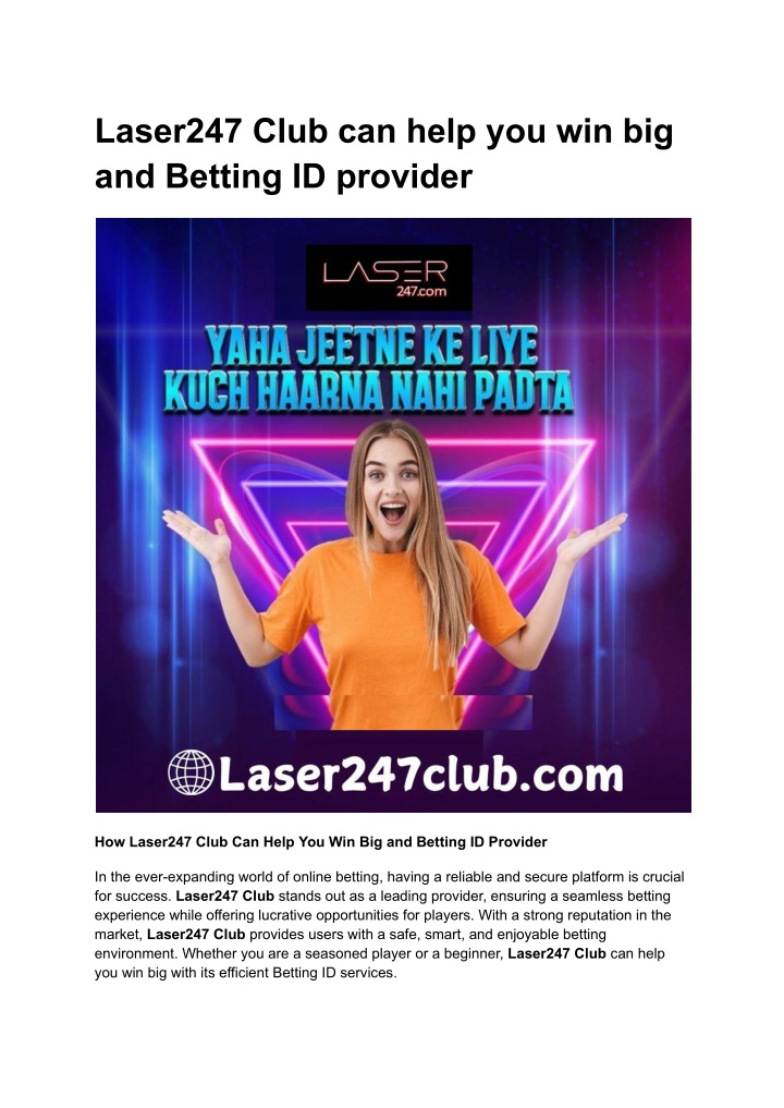 laser247 club can help you win big and betting