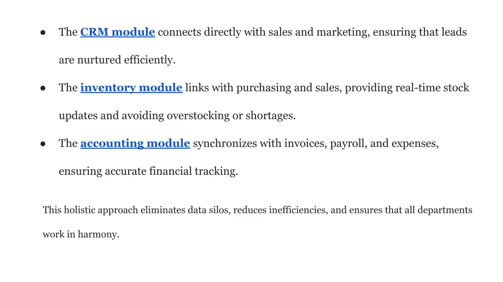 the crm module connects directly with sales