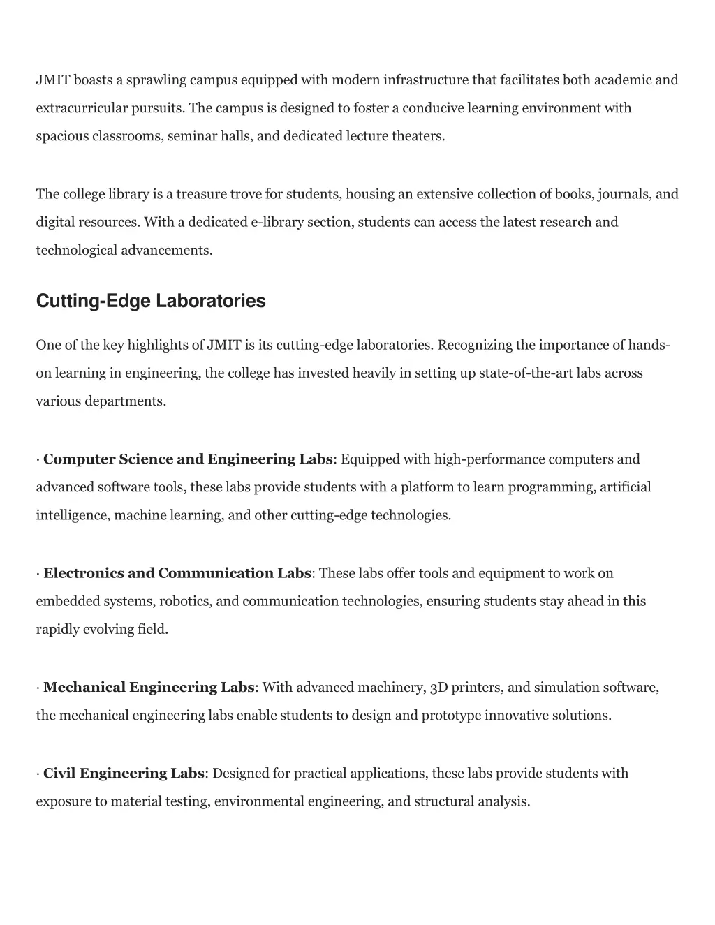 jmit boasts a sprawling campus equipped with