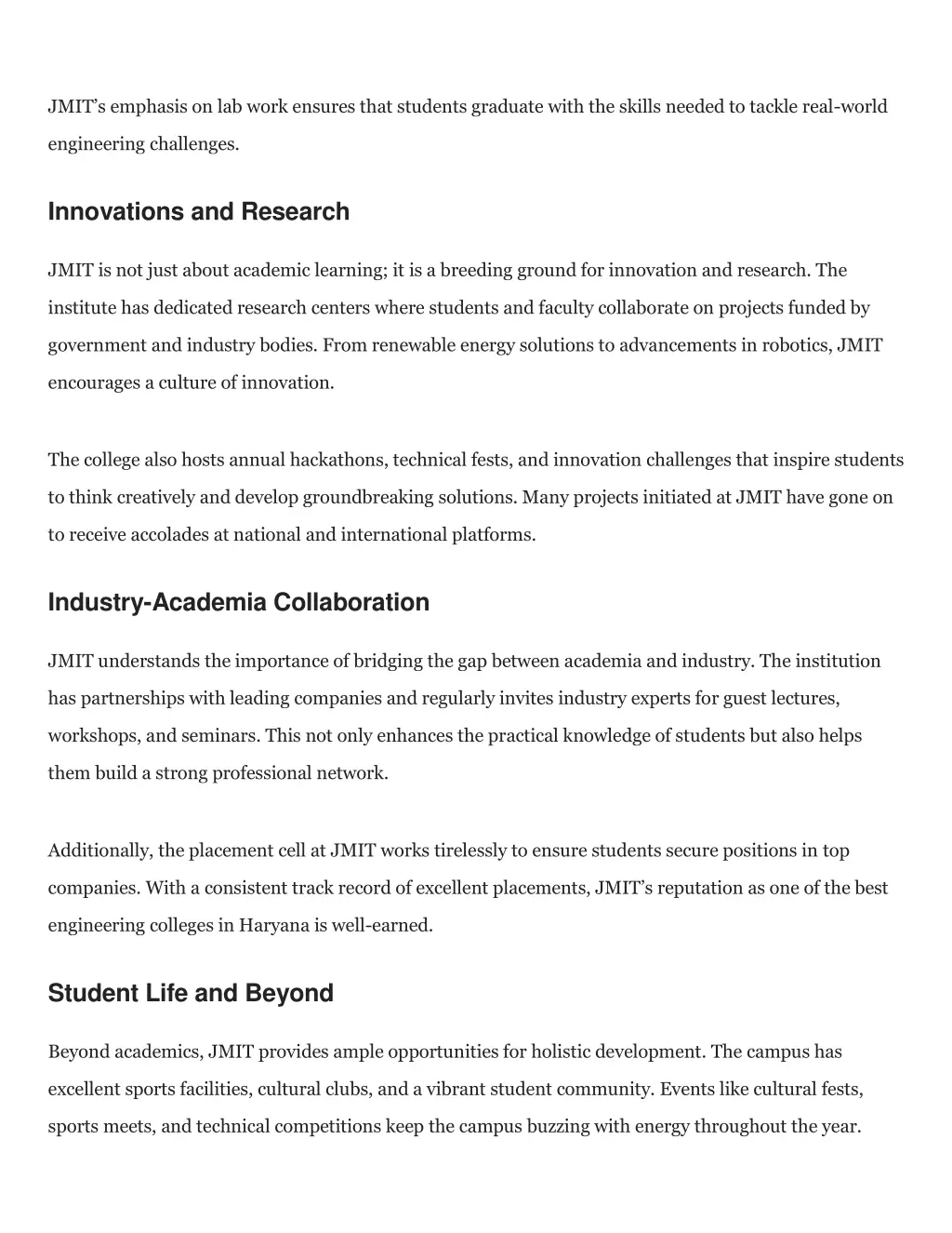 jmit s emphasis on lab work ensures that students