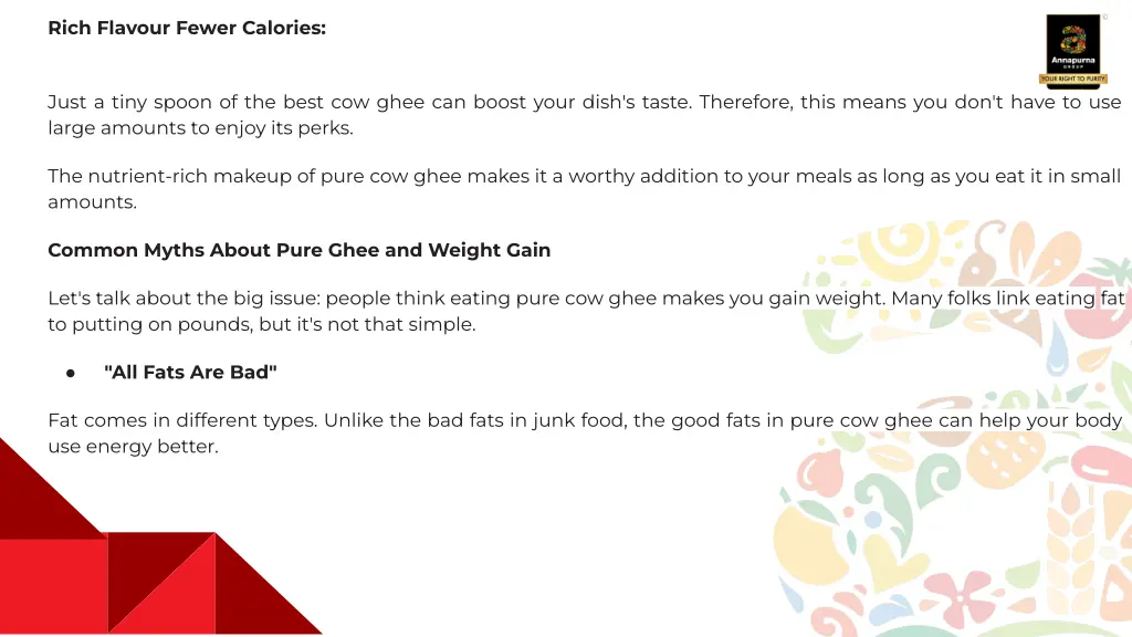 rich flavour fewer calories