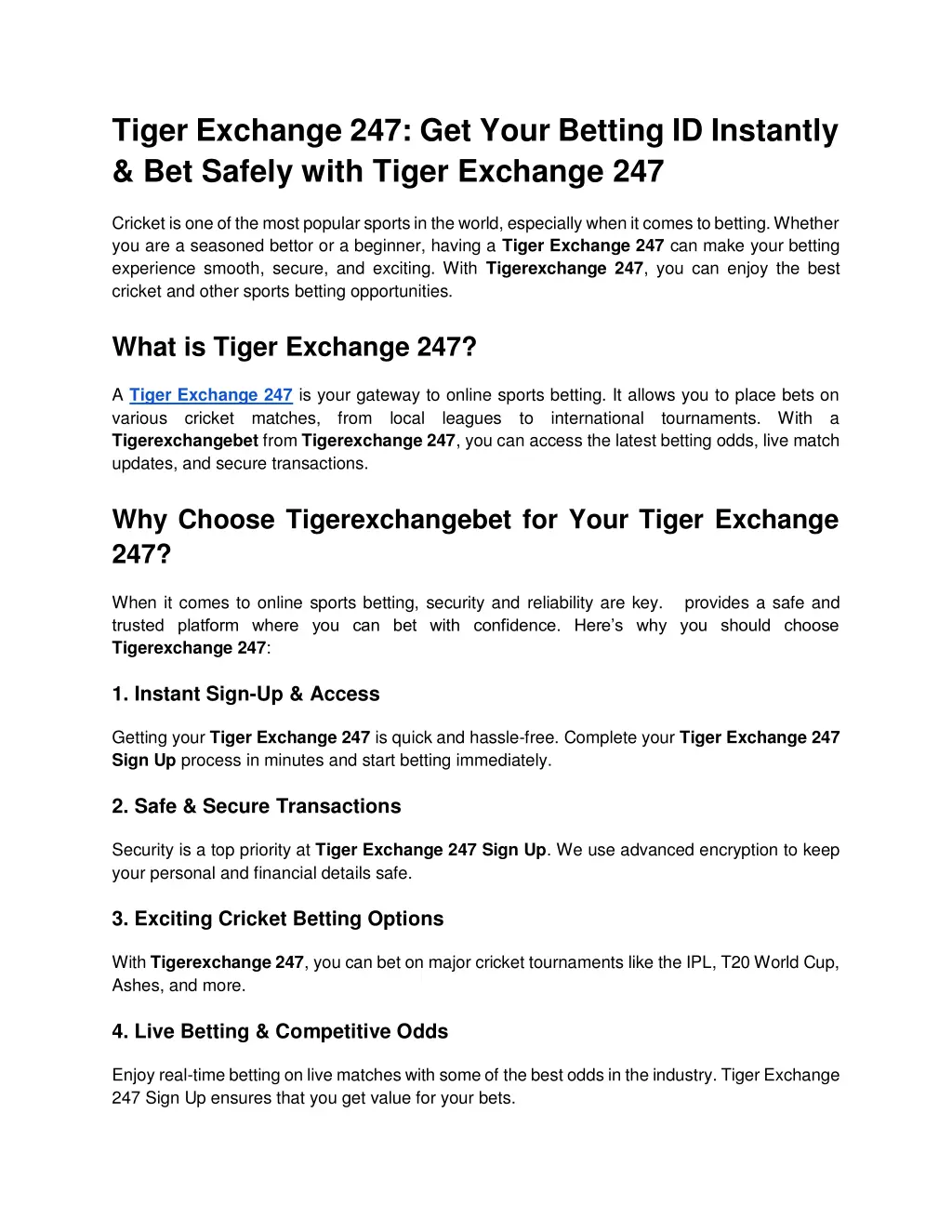 tiger exchange 247 get your betting id instantly