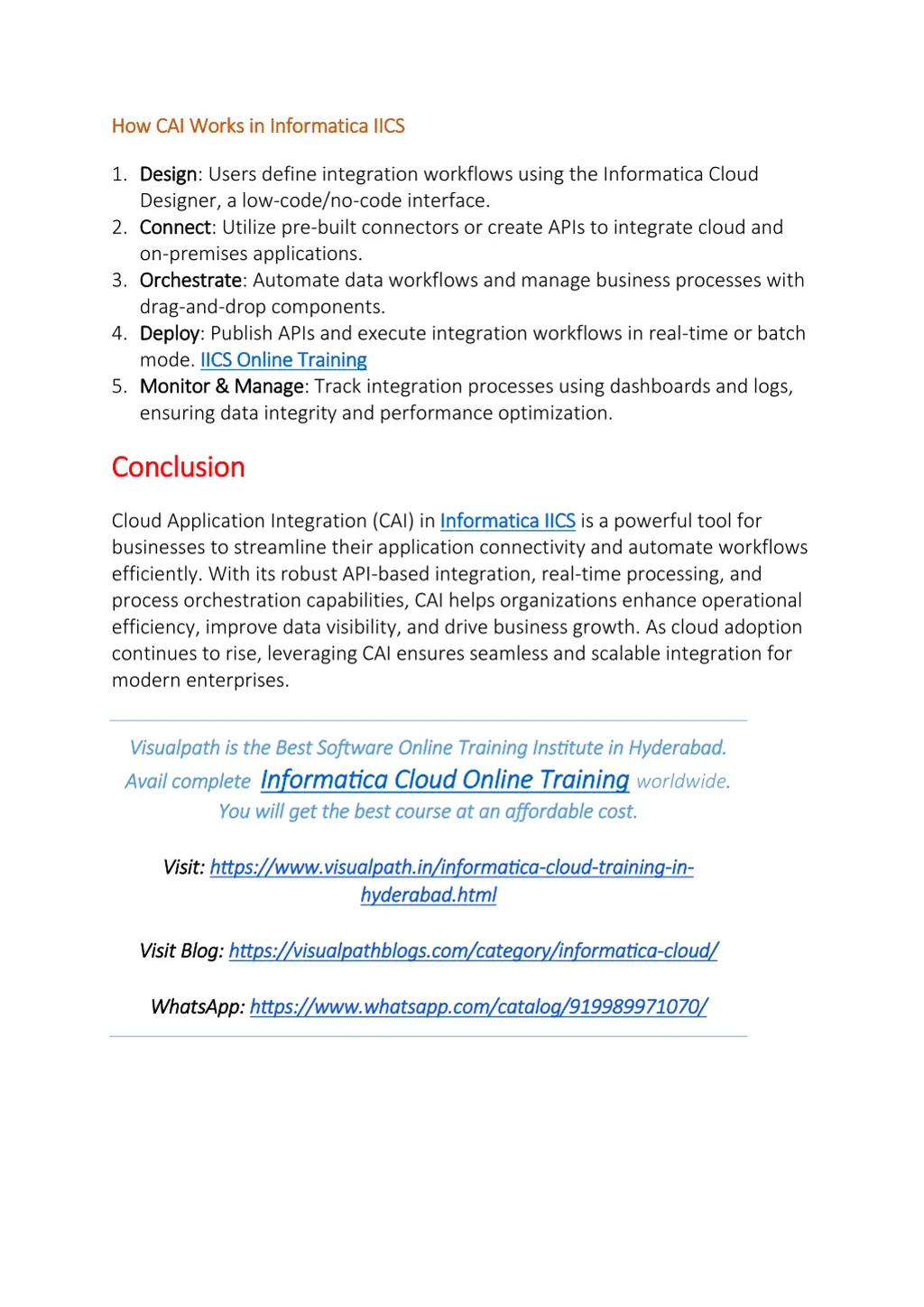 how cai works in informatica iics how cai works